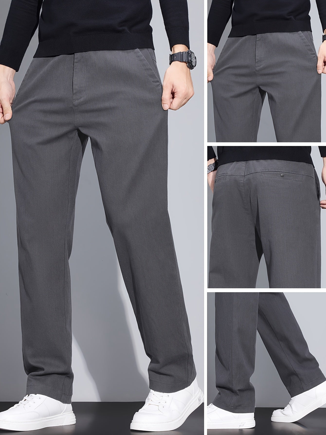 Men's Slim Fit Straight-Leg Casual Pants, Lightweight & Durable