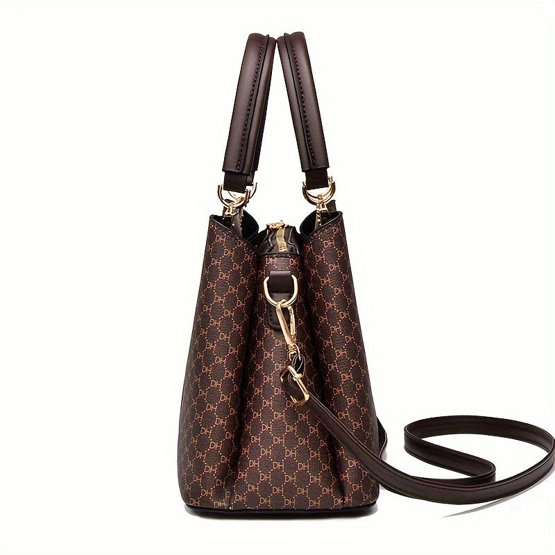 Elegant Large Capacity PU Shoulder Bag for Women with Animal Print