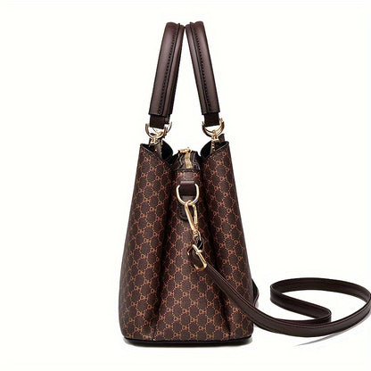 Elegant Large Capacity PU Shoulder Bag for Women with Animal Print