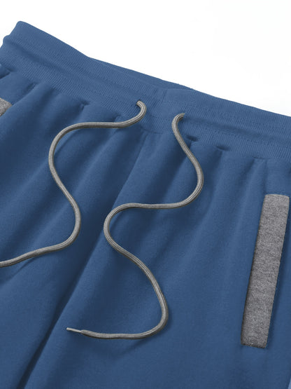 Men'S Casual Sports Hoodie Two-Piece Set with a Color-Blocked Design, Featuring a Zip And Drawstring Waist, Suitable for Jogging in All Seasons