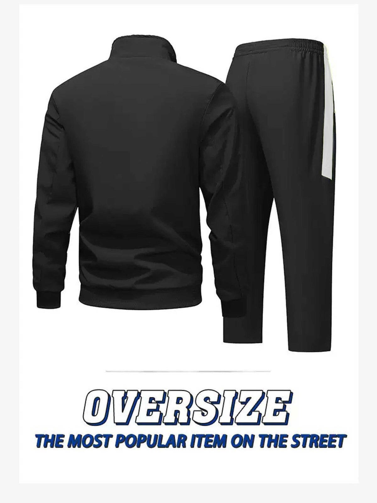 Men's Polyester Zipper Jacket & Sports Trousers Set for Fall/Winter
