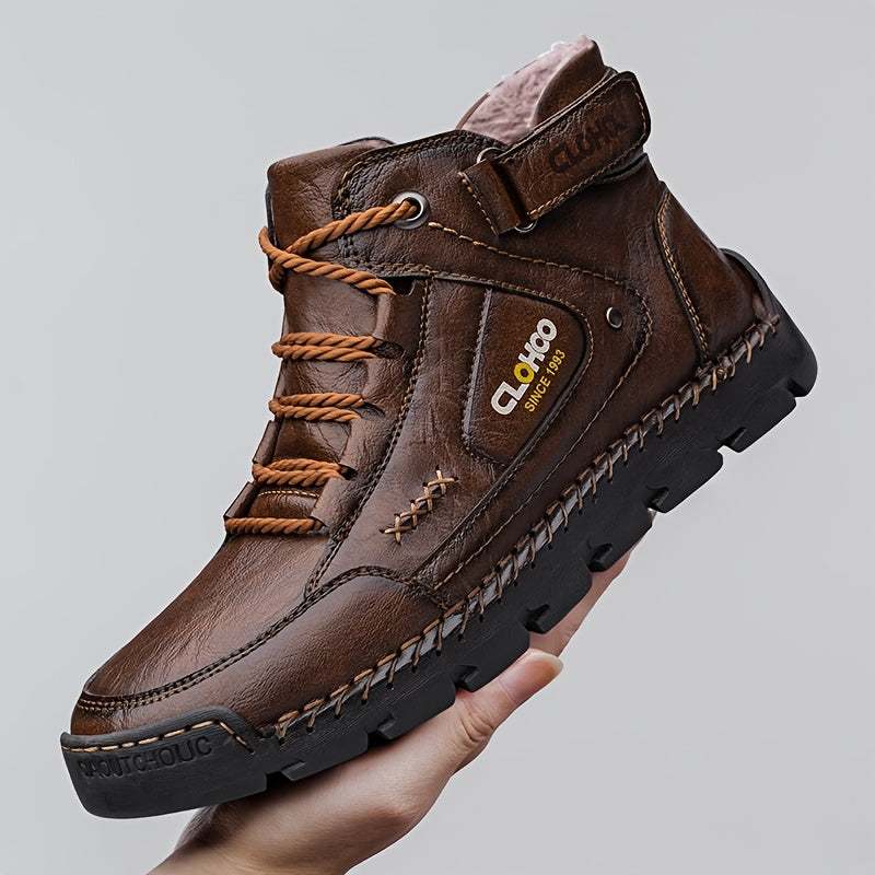 Men's Warm Winter Ankle Boots - Durable Handmade Lace-Up Chukas