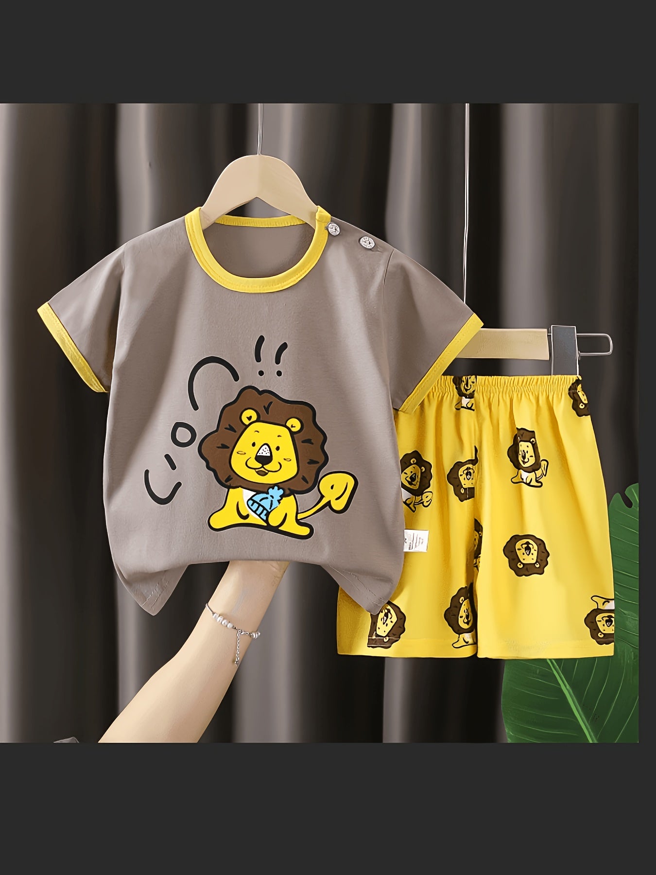 Kids Summer Cotton Animal Print T-Shirt & Shorts Set