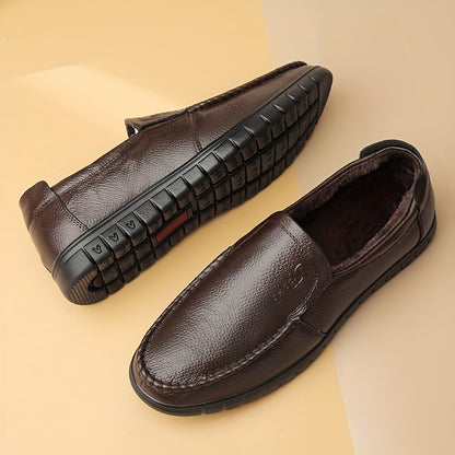 Men's Fuzz-lined Loafer Shoes, Comfy Non-slip Slip On Shoes, Men's Footwear, Fall And Winter