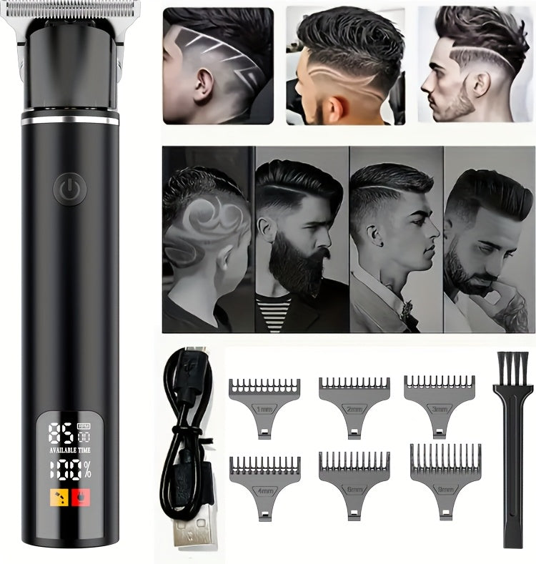 Men's Hair Trimmer, Hair Salon Electric Hair Clipper, USB Fast Charging, Men's Shaver, Shaving Scissors, Home Hairdressing Tools, Men's Facial, Comes with 6 Size Limit Combs, Surprise Gifts - ayq