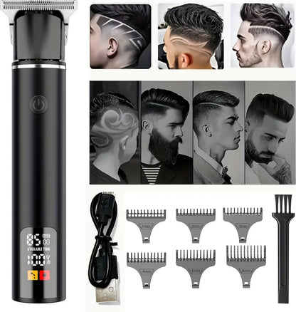 Men's Hair Trimmer, Hair Salon Electric Hair Clipper, USB Fast Charging, Men's Shaver, Shaving Scissors, Home Hairdressing Tools, Men's Facial, Comes with 6 Size Limit Combs, Surprise Gifts - ayq