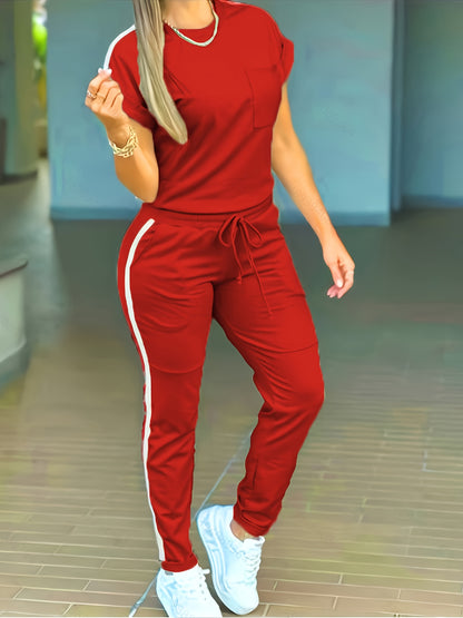 Women'S Casual Solid Color Patchwork Outfit for Spring And Summer