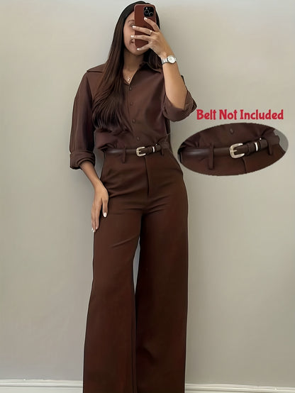 Chic Flare Leg Pants for Women | Elegant Simple Design, Suitable for Commuting, Office, and Everyday Wear, All-Season, Solid Color Not Included