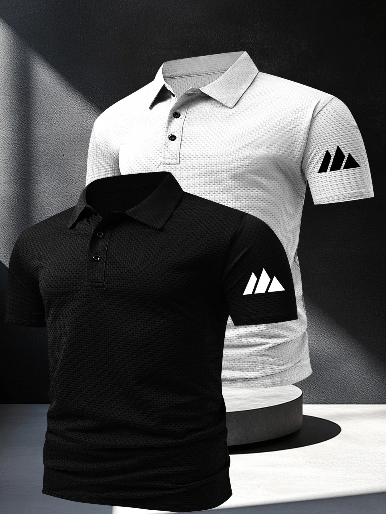 2pcs Minimalist Small Mountain Badge Pattern Men'S Outdoor Golf And Equestrian Casual Polo Short Sleeves, Mature Men'S Business Casual Polo, Breathable And Comfortable, Suitable for Spring And Summer, Can Be Worn As an Inner - ayq