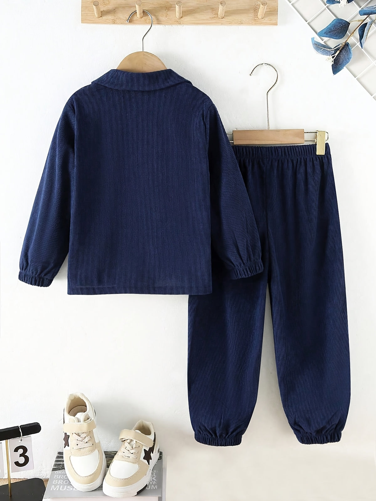 Boys' Casual Corduroy Set with Long-Sleeve Jacket & Pants - ayq