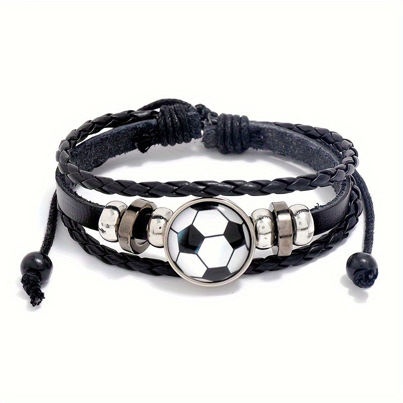 Fashionable PU Leather Football Fan Bracelet Sports Wristband