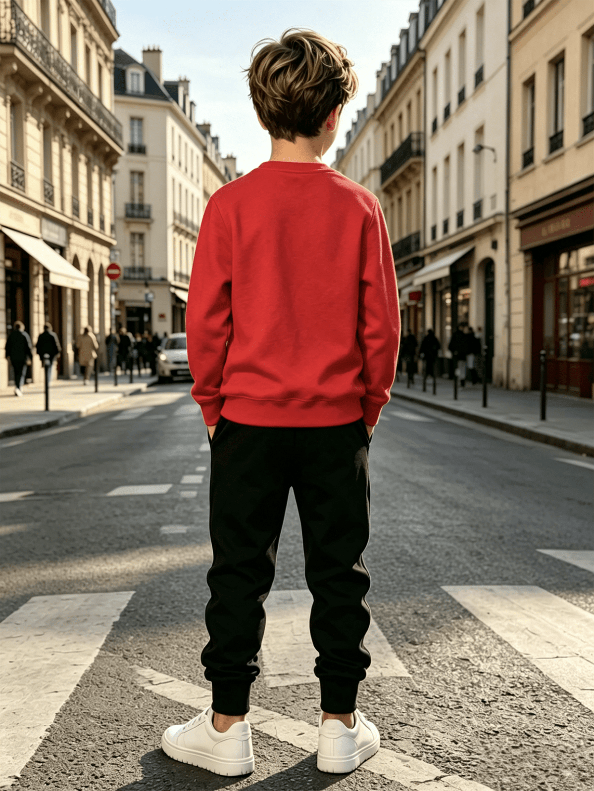 Boys' Mountain Peak Print Hoodie and Pants Set, Soft Polyester