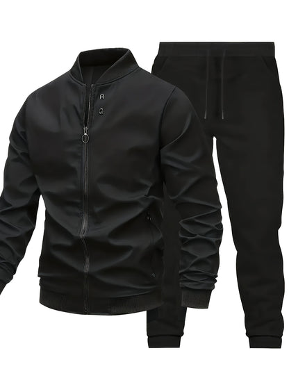 Star Blossom Men's Casual Sports Baseball Suit Pants Two-piece Set with Jacket and Trousers
