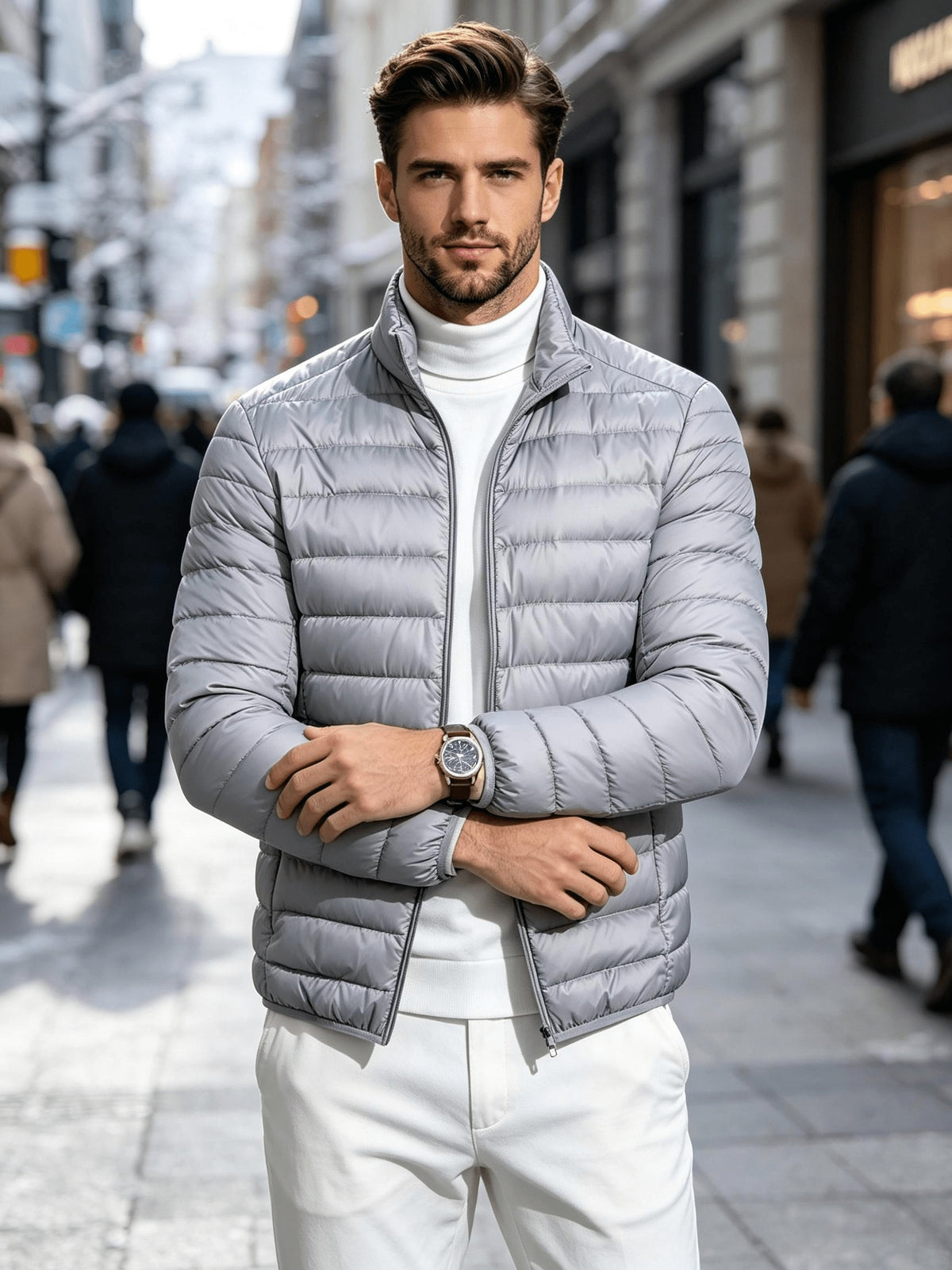 Men's Lightweight Stand-Collar Quilted Jacket for Fall Winter