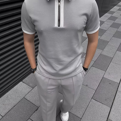 Men's Casual Two-Piece Set - Stretch Comfort Fabric - Suitable for Spring/Autumn Seasons - ayq