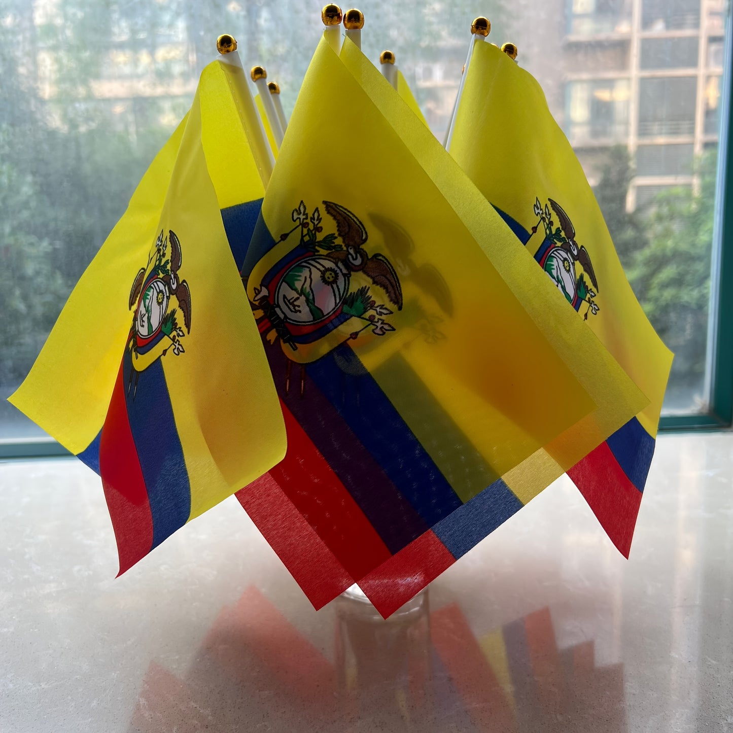 Ecuadorian Mini Handheld Flags, Polyester Small Flags with Rods