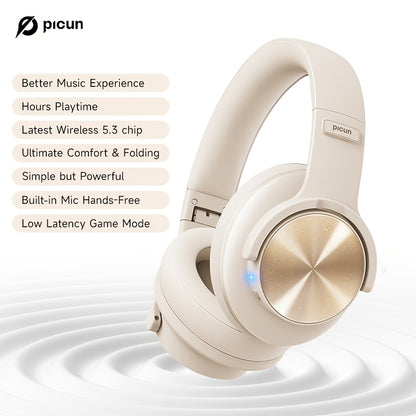 Picun Wireless Headphones, 120 Hours Headphones Wireless, Hands-Free Calls, 3EQ &Game Mode, Foldable Headphones Over Ear for Travel Home Office Cellphone PC