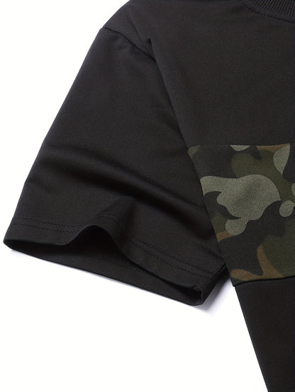 Men'S Camouflage Short Sleeve T-Shirt & Pants Set - Breathable, Quick-Dry Knit Fabric, Casual Style, Regular Fit, Ideal for Outdoor Activities, Hiking, and Fishing, Outdoor Clothing | Casual Style | Comfortable Fit