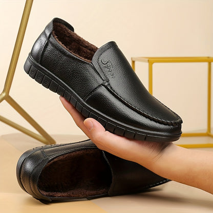 Men's Fuzz-lined Loafer Shoes, Comfy Non-slip Slip On Shoes, Men's Footwear, Fall And Winter