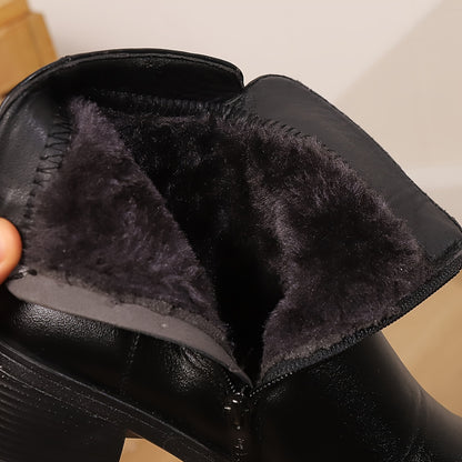 Women's Knight Winter Outdoor Christmas Gift Thickened Fleece-Lined Comfortable Cold-Proof Anti-Slip Wear-Resistant Short Boot