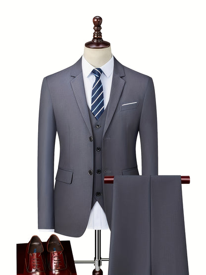 Men's Skinny Fit 2-Piece Suit Set with Blazer & Trousers