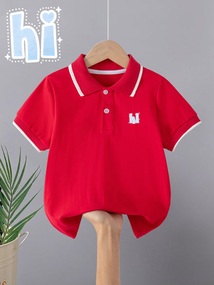 Children's Summer Cotton Polo Shirt with Animal Print
