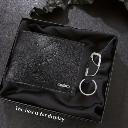 2pcs Men'S Wallet + Keychain Set | Stylish Casual Luxury Sports Wallet, Trendy Daily Essential Accessory, Designed Exclusively for Men, Lining, Dry Clean Only | Perfect Gift for Anniversaries, Valentine'S Day, Birthdays, East