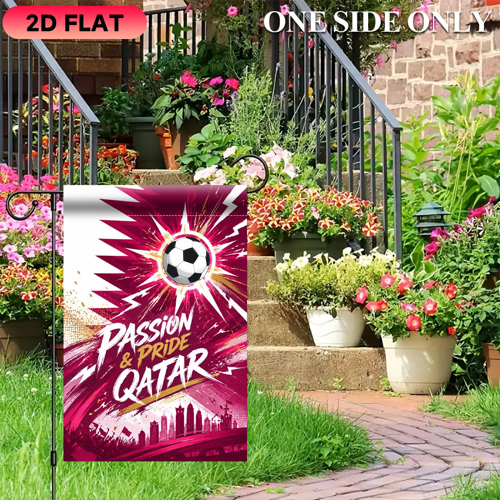 Football Fever Qatar 2D Flat Garden Flag, Polyester, Outdoor Decor