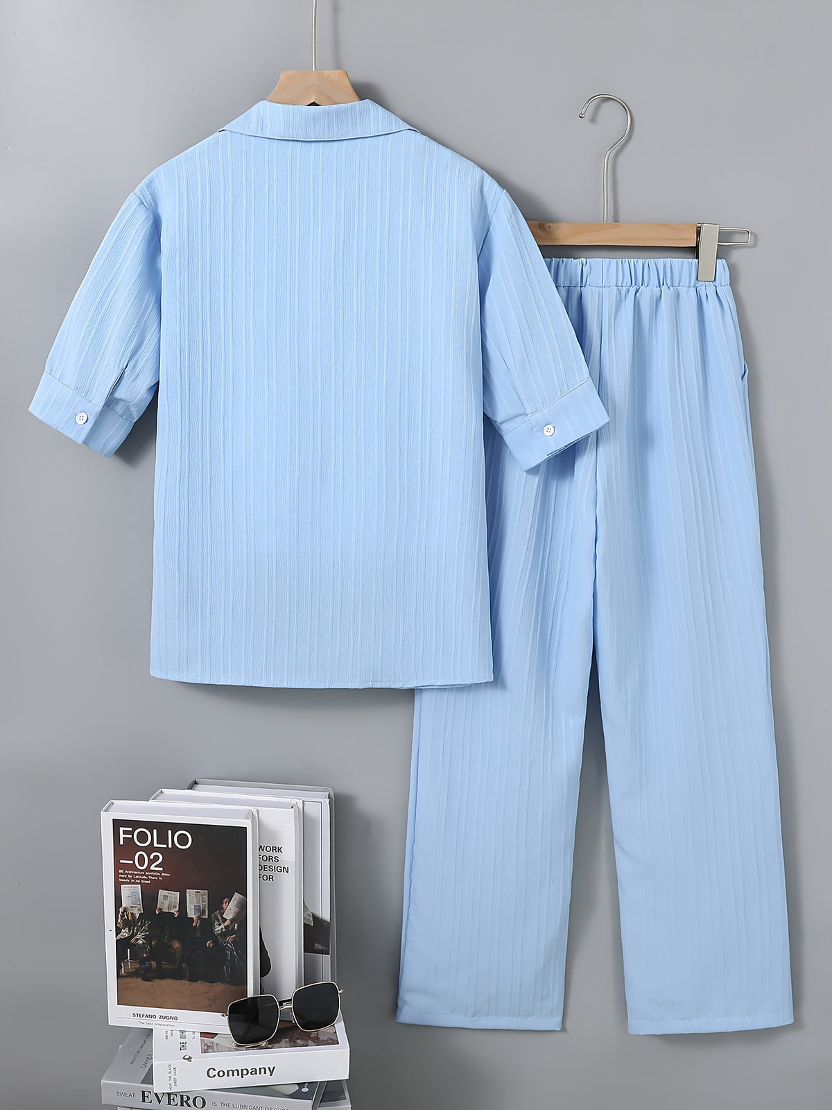 Boys' Preppy Long Pants Set for Spring Summer Fall - ayq