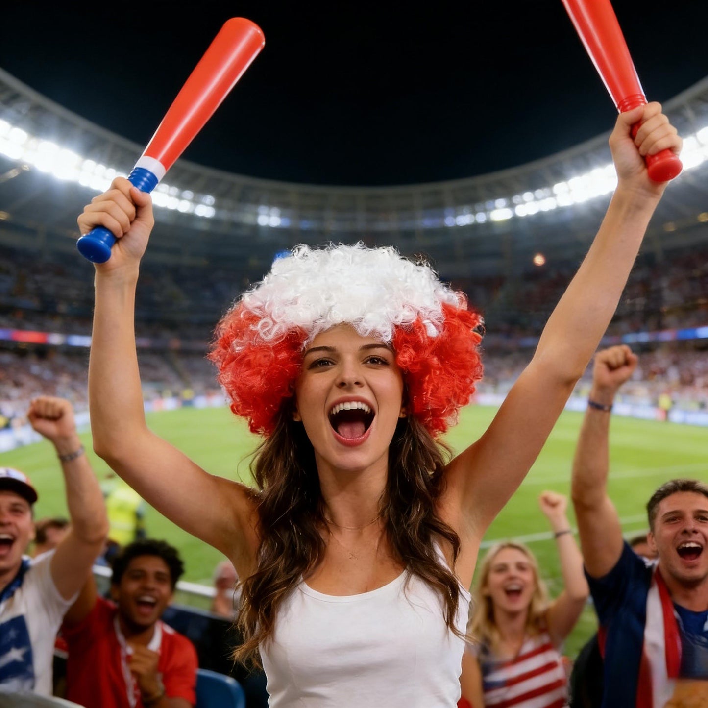 Football Cheerleading Wigs in Team Colors, Voluminous & Secure Fit