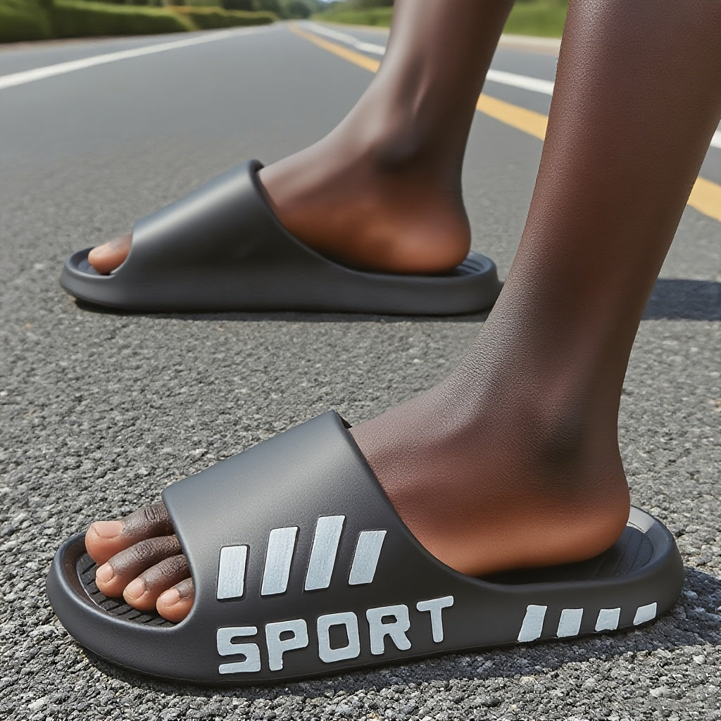 Men's stylish sports flip-flops, indoor non-slip couple slippers, casual and comfortable EVA material slippers, available in large sizes 48-49 - ayq
