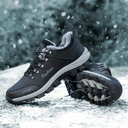 New Autumn-Winter Men's Snow Sports Shoes, Fleece-Lined Warm and Slip Resistant with Durable Rubber Sole for Outdoor Activities in the snowy terrain like Hiking, Cross Country Running & Travel