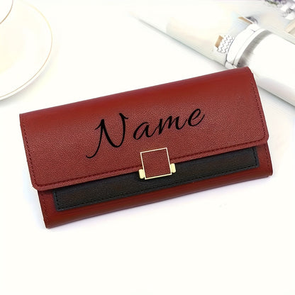 Custom Name Women's Wallet, Personalized Long Foldable Wallet with Contrasting Colors, Large Capacity Multi-Card Slot Wallet, Mother's Day Gift, Birthday Gift, Anniversary Gift, Bridesmaid Favor, Gift for Mom, Valentine's Day