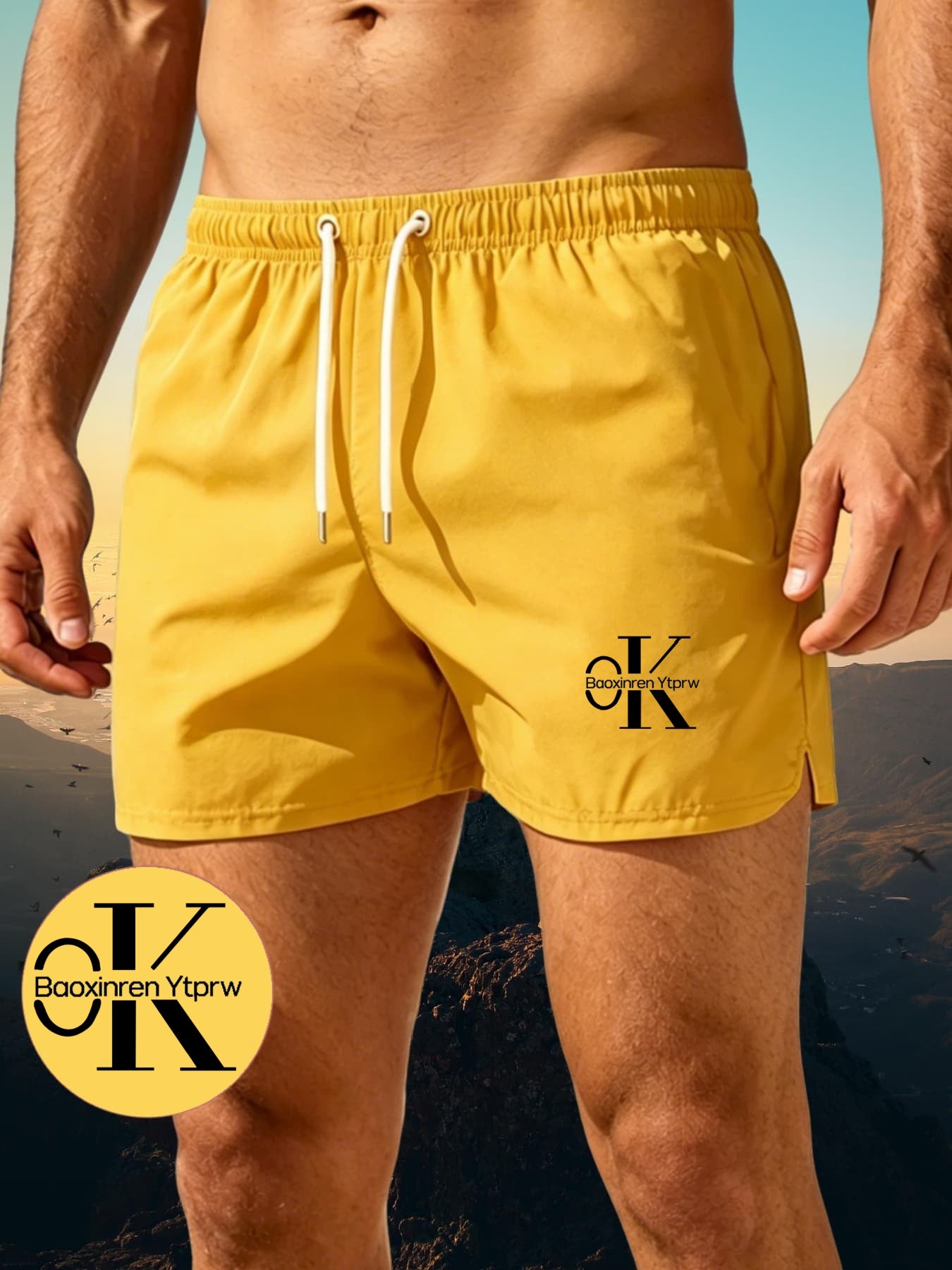 Men's Casual Quick-Dry Beach Shorts with Elastic Waistband