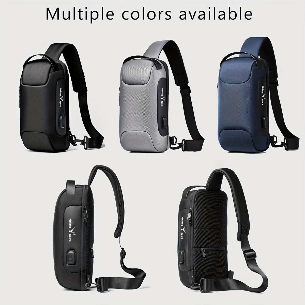 Oxford Fabric Waist Bag with USB Charging  Combination Lock - Sleek Black Crossbody for Men  Women, Ideal for Outdoor Activities  Motorcycle Riding, Perfect Valentine's or Father's Gift, Motorcycle Bag
