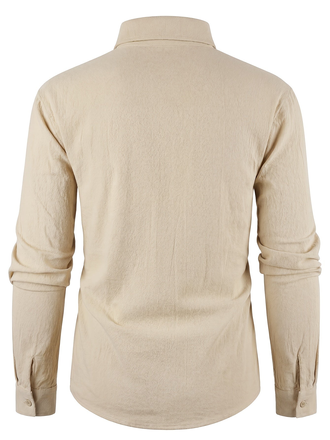 Men's Autumn Linen Button-Up Shirt Long Sleeve Casual Style