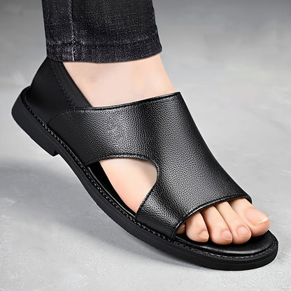Men's Minimalist PU Sandals with Soft Rubber Sole, All-Season