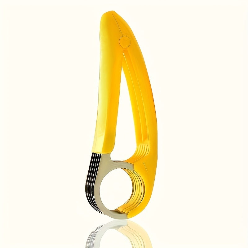 Premium Banana & Cucumber Slicer Pro - Sharp Stainless Steel Blade, Manual Handheld Slicer with Ergonomic Yellow Plastic Handle - Dishwasher Safe, Rust-Resistant & BPA-Free for Healthy Snacks, Meal Prep, Home & Professional K