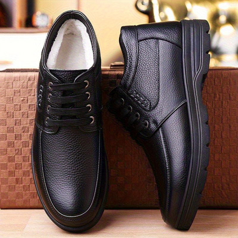 Men's Classic Lace-Up Cow Leather Ankle Boots with Cushioned Sole