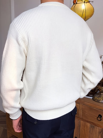 Light Mature Style Autumn/Winter Solid Color Basic Men's Long Sleeve Casual British Round Neck Pullover Knitted Turtlenecker