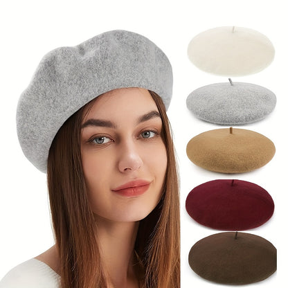 Classic Faux Leather Beret for Autumn and Winter Fashion