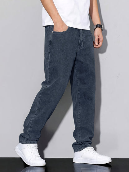 Youth Casual Black Denim Straight Leg Jeans for Teens