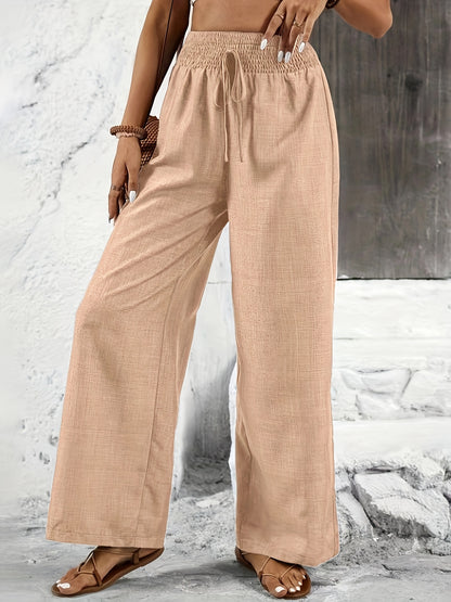 Elegant Solid Color Twisted Knot Straight-Leg Pants