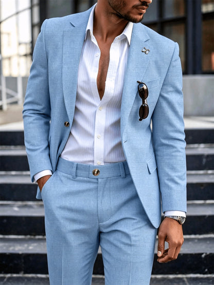 Men's Casual Light Business Suit Set - Polyester Workwear