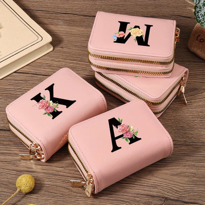 Women's Lightweight Wallet - Compact Zipper Purse with Multiple Card Slots & Coin Pocket, Elegant Monogram Initials, Secure Closure for Everyday, Travel, Gift - Women's Credit Card Organizer, Everyday Carry Purse, Stylish Ini