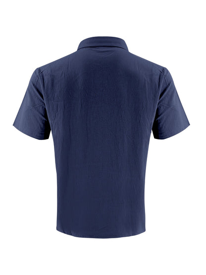 Men's Summer Linen Shirt and Long Pants Set Casual Loose Fit