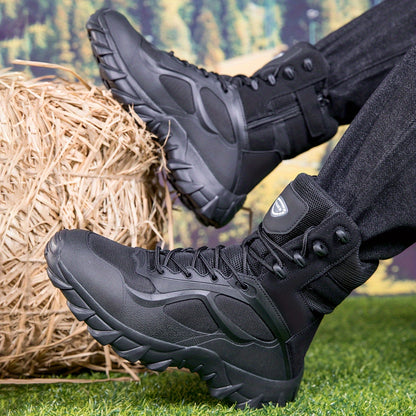 Men's High-Top Outdoor Hiking Boots with Fabric Upper