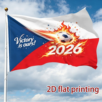 Czech 2026 Football Themed Polyester Fan Flag - Single-Sided Print