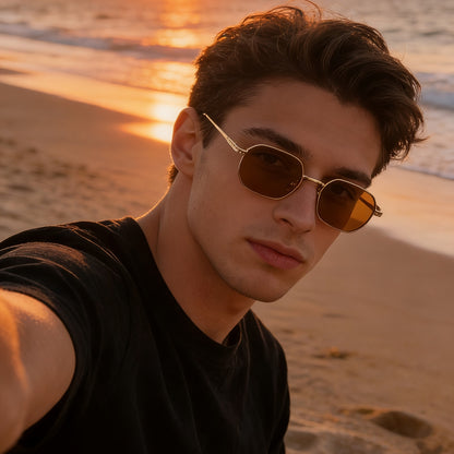 Unisex Vintage Sunglasses with UV400 Protection and Golden Frame