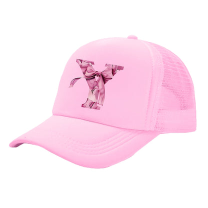 Kids Pink Mesh Bowknot Baseball Cap Breathable Lightweight